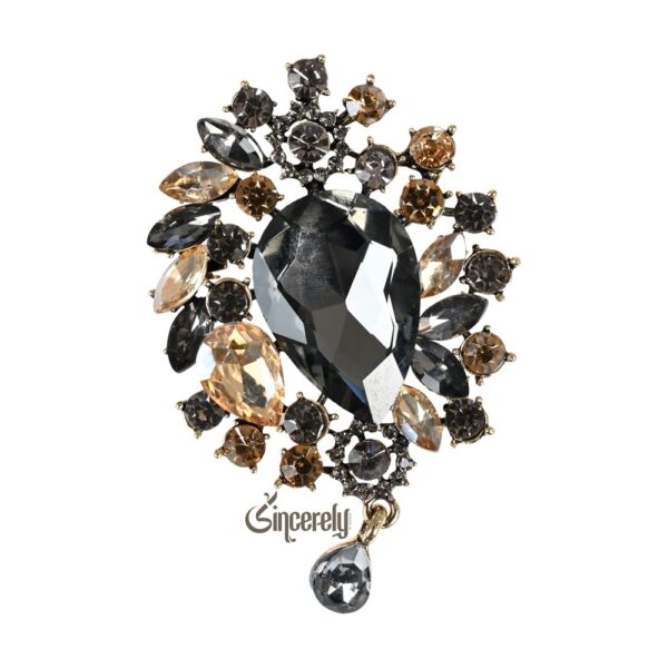 Elegant Black Crystal Rhinestone Brooch