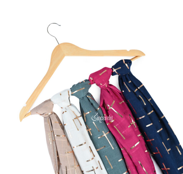 Elegant Gold Lines Cotton Scarves - Image 4