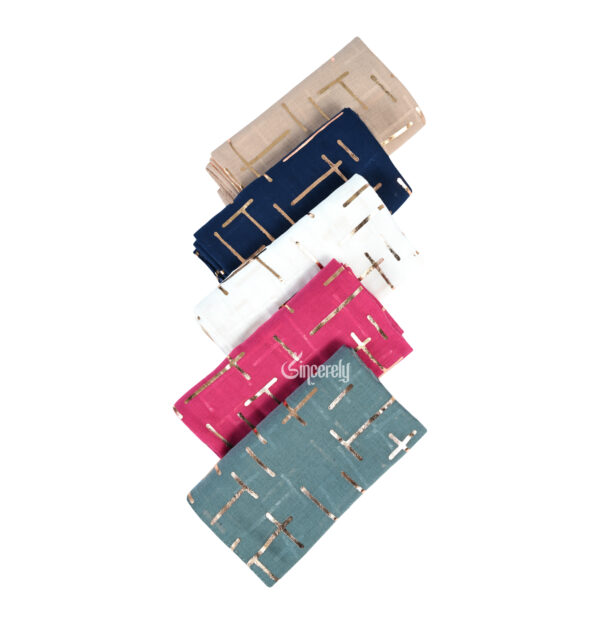 Elegant Gold Lines Cotton Scarves - Image 2