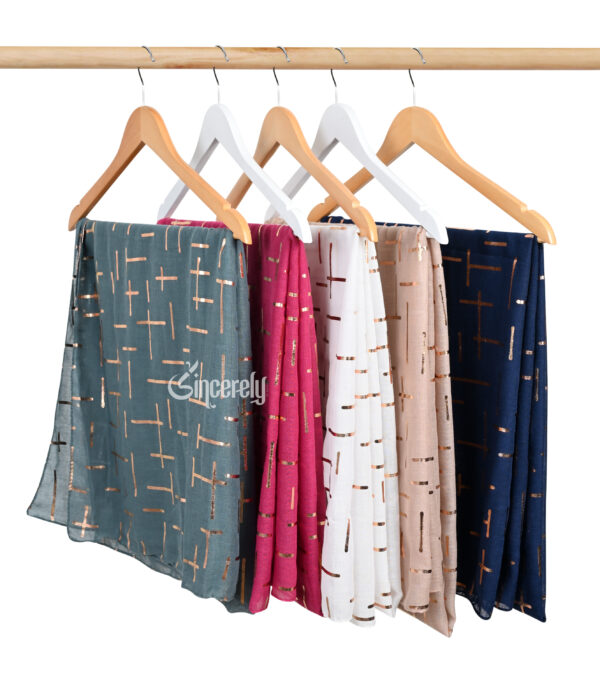 Elegant Gold Lines Cotton Scarves - Image 3