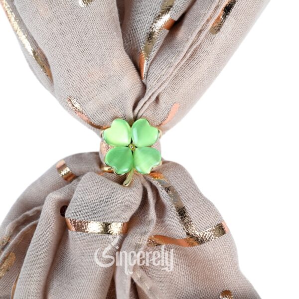 Green Floral Gold Plated Scarf Ring