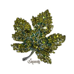 Shiny Green Maple Leaf Brooch_