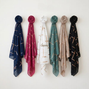 Elegant Gold Lines Cotton Scarves