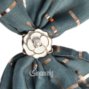 White Camellia Scarf Buckle Ring
